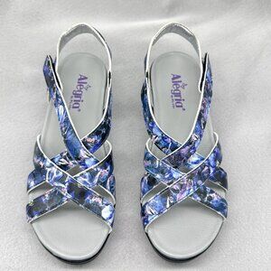 Womens Alegria Sandals Myka Periwinkle Platform Wedge Floral Strappy Sz US 9  39